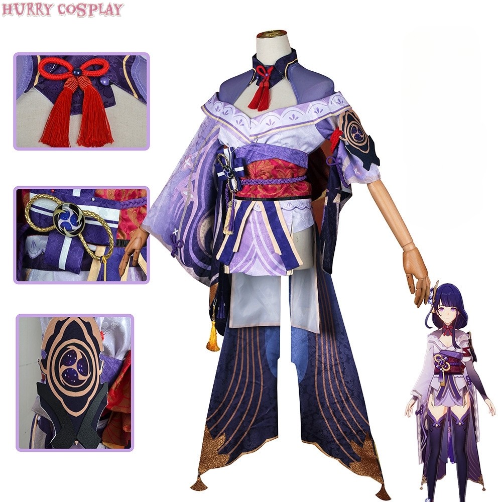 Game Cosplay,Genshin Impact,Genshin Impact Inazuma Castle Raiden General Cosplay Costume